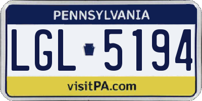 PA license plate LGL5194