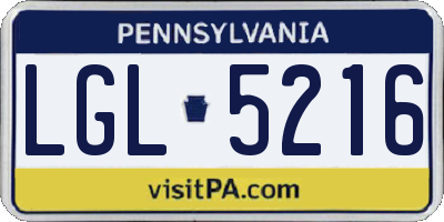 PA license plate LGL5216