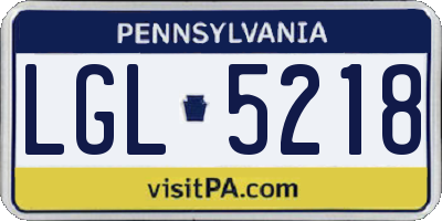 PA license plate LGL5218