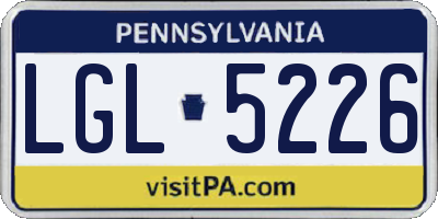 PA license plate LGL5226