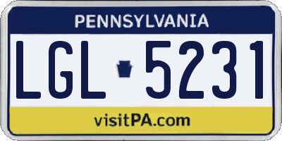 PA license plate LGL5231