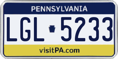 PA license plate LGL5233