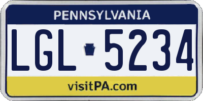PA license plate LGL5234