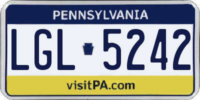 PA license plate LGL5242