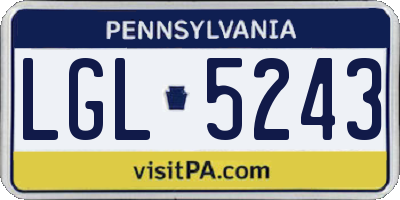 PA license plate LGL5243