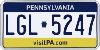 PA license plate LGL5247