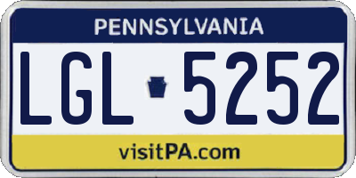 PA license plate LGL5252
