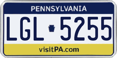 PA license plate LGL5255