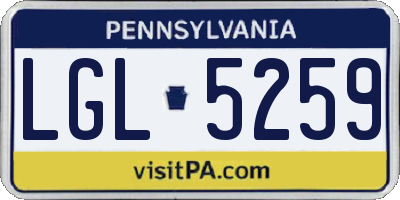 PA license plate LGL5259