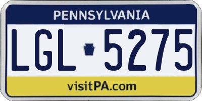 PA license plate LGL5275