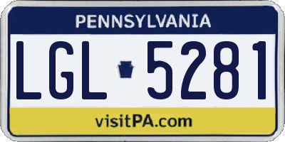 PA license plate LGL5281