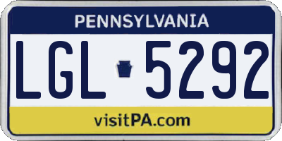 PA license plate LGL5292