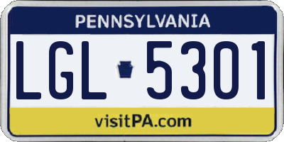 PA license plate LGL5301