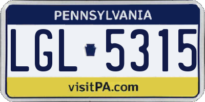 PA license plate LGL5315