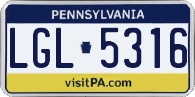 PA license plate LGL5316