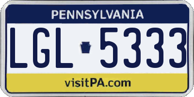 PA license plate LGL5333