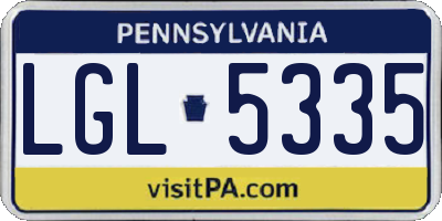 PA license plate LGL5335