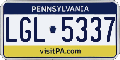 PA license plate LGL5337