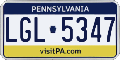 PA license plate LGL5347