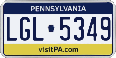 PA license plate LGL5349