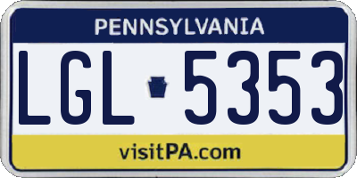 PA license plate LGL5353