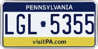 PA license plate LGL5355