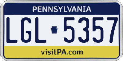 PA license plate LGL5357