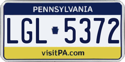 PA license plate LGL5372