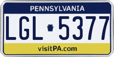 PA license plate LGL5377