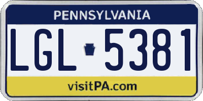 PA license plate LGL5381