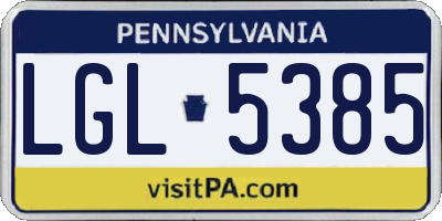 PA license plate LGL5385