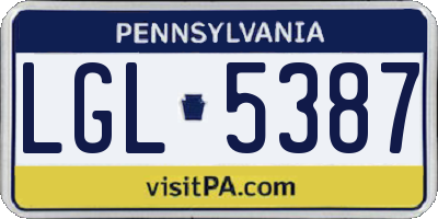 PA license plate LGL5387