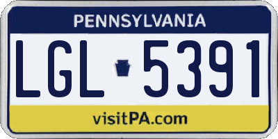 PA license plate LGL5391