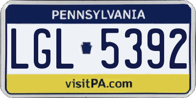 PA license plate LGL5392
