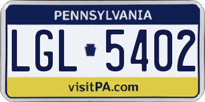 PA license plate LGL5402