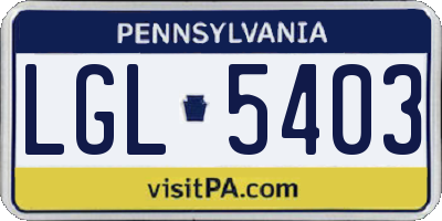 PA license plate LGL5403