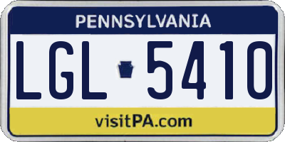 PA license plate LGL5410