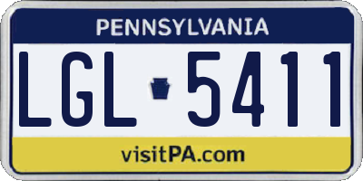 PA license plate LGL5411