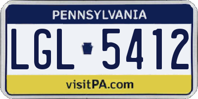 PA license plate LGL5412