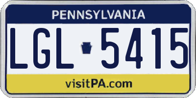 PA license plate LGL5415