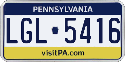 PA license plate LGL5416