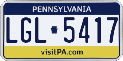 PA license plate LGL5417