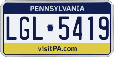 PA license plate LGL5419