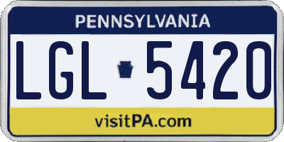 PA license plate LGL5420