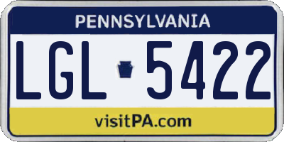 PA license plate LGL5422