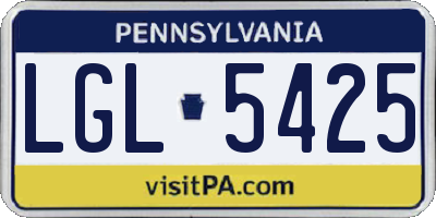 PA license plate LGL5425