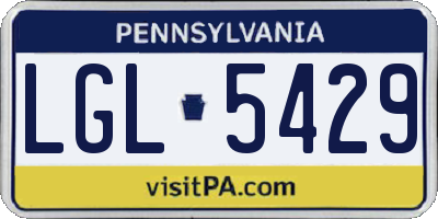 PA license plate LGL5429