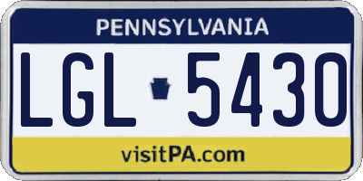 PA license plate LGL5430