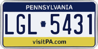 PA license plate LGL5431