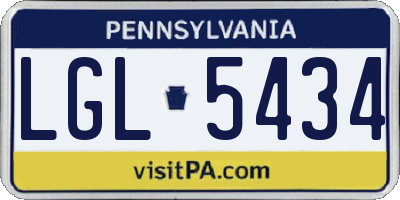 PA license plate LGL5434